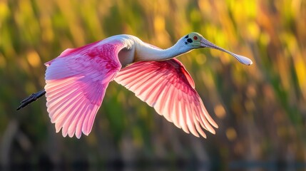 Poster - Roseate Spoonbill in Flight