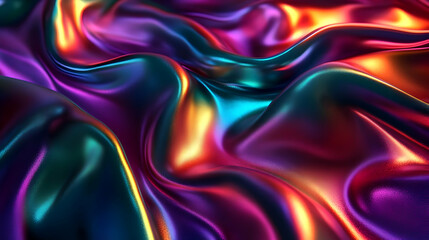 Canvas Print - Abstract iridescent fabric with waves and folds.