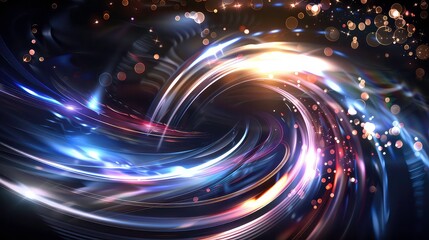 Wall Mural - abstract background with glowing lines and bokeh lights.