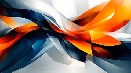 Wall Mural - Abstract orange, blue and white swirl design.