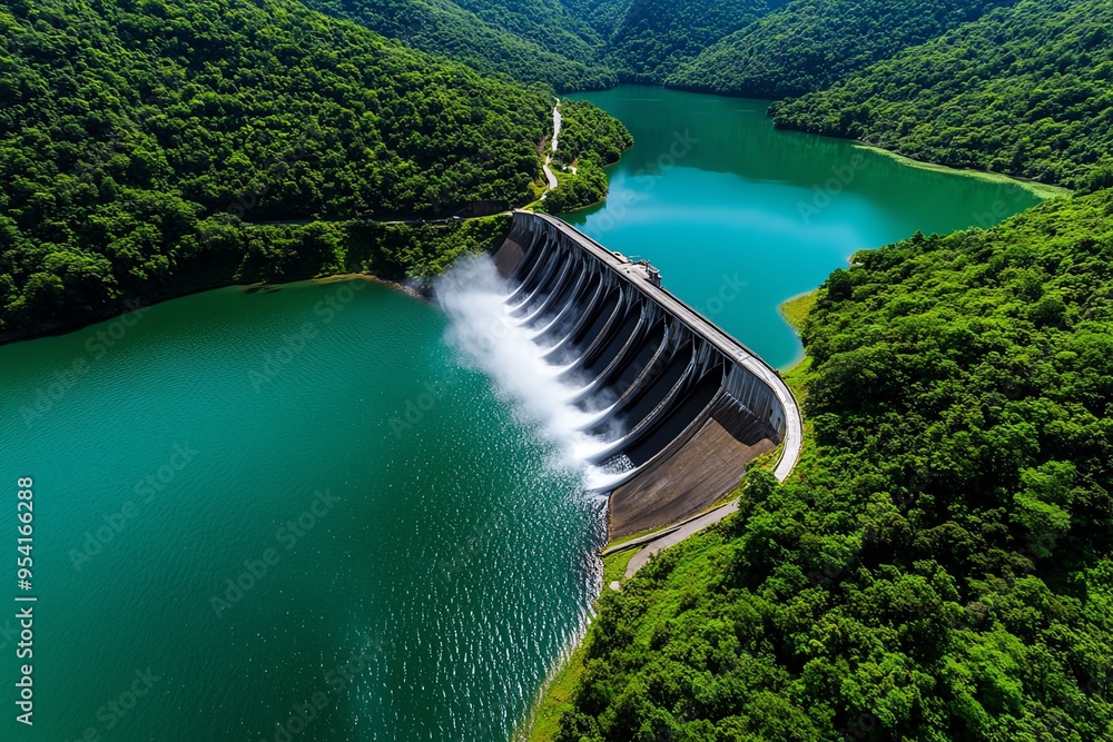 Hydropower and environmental sustainability are depicted in a realistic ...