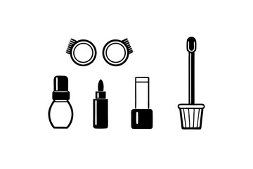 Sticker - Vector Illustration of Diverse Makeup Items- Logo Icons, Clipart, Line Art & Silhouette Designs