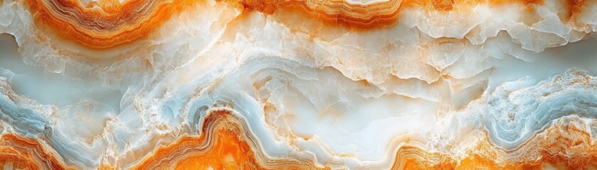 Sticker - A vibrant abstract background with swirling hues of orange, blue, and white, reminiscent of marble texture.