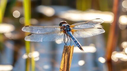 Wall Mural - Dragonfly Perched on a Twig