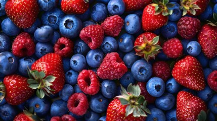 Seamless Repetitive background of blueberry and strawberry