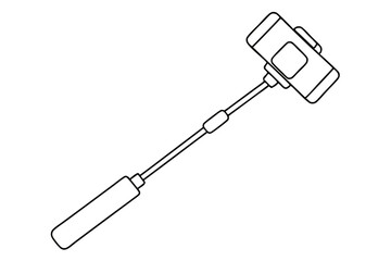 Sticker - Vector Art of Selfie Stick in Line Drawing Style- Perfect for Graphic Design