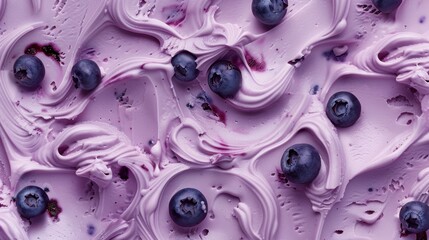 Blueberry ice cream with fruit