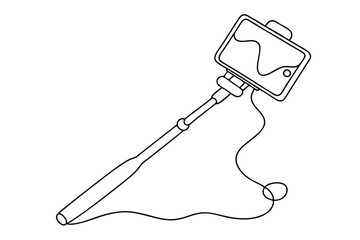 Wall Mural - Vector Art of Selfie Stick in Line Drawing Style- Perfect for Graphic Design