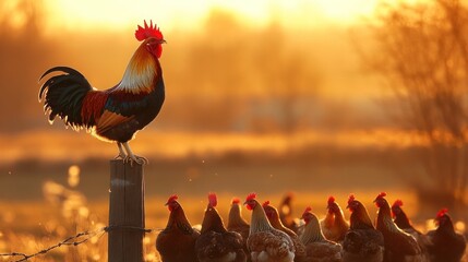 Canvas Print - Rooster at Sunrise