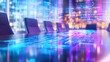 © Phichaphat - Futuristic Meeting Table with Neon Lights and Data