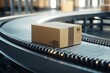 © deny - Box on conveyor roller.shipping and logistics concept,3d rendering,conceptual image