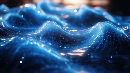 Wall Mural - ethereal holographic liquid sculpture celestial blue hues rippling 3d form ethereal luminescence fut