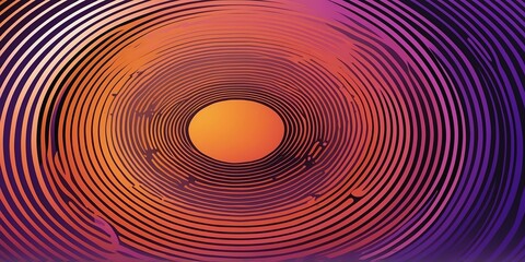 Wall Mural - abstract vector concentric circles with purple to orange gradient background