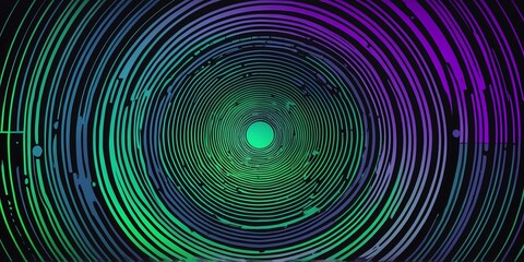 Wall Mural - abstract vector concentric circles with purple to green gradient background