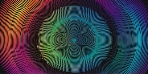 Wall Mural - abstract vector concentric circles with multicolor gradient bac background