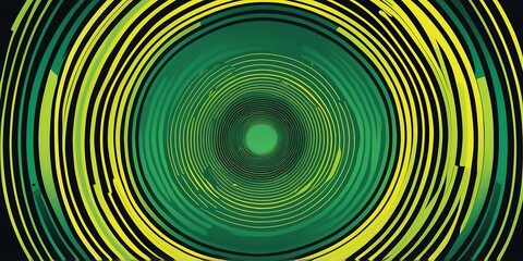 Wall Mural - abstract vector concentric circles with green to yellow gradient background