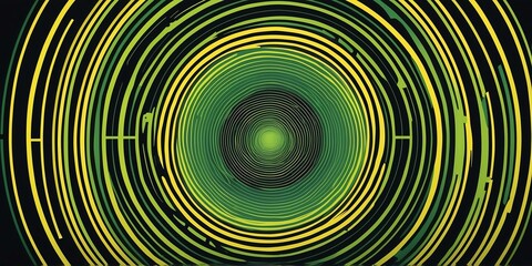Wall Mural - abstract vector concentric circles with green to yellow gradient background