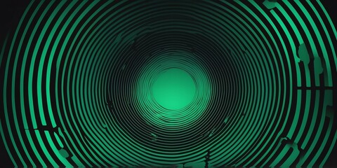 Wall Mural - abstract vector concentric circles with green to black gradient background
