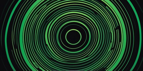 Wall Mural - abstract vector concentric circles with green to black gradient background