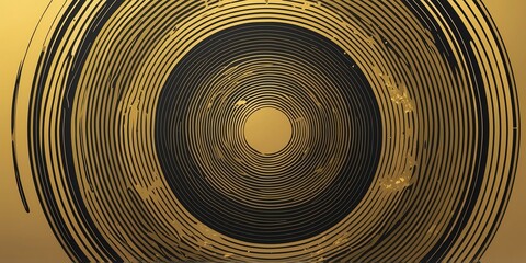Wall Mural - abstract vector concentric circles with gold to yellow gradient background