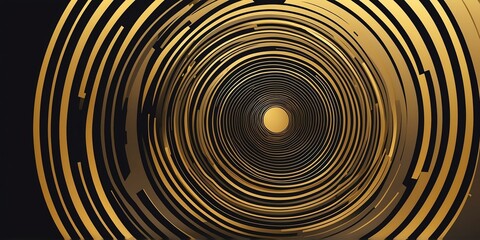 Wall Mural - abstract vector concentric circles with gold to yellow gradient background