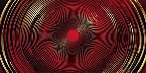 Wall Mural - abstract vector concentric circles with gold to red gradient background