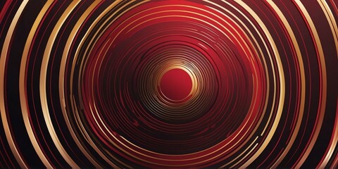 Wall Mural - abstract vector concentric circles with gold to red gradient background