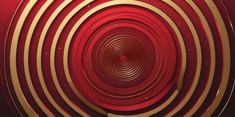 Wall Mural - abstract vector concentric circles with gold to red gradient background