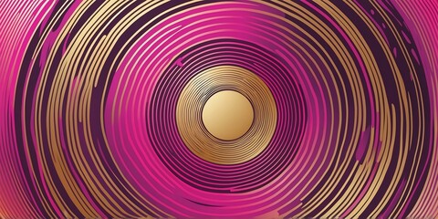 Wall Mural - abstract vector concentric circles with gold to pink gradient background