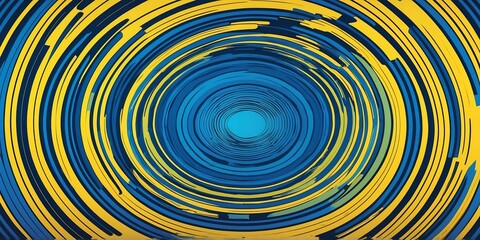 Wall Mural - abstract vector concentric circles with blue to yellow gradient background