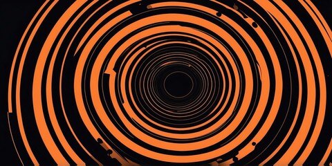 Wall Mural - abstract vector concentric circles with black to orange gradient background