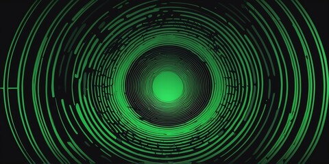 Wall Mural - abstract vector concentric circles with black to green gradient background