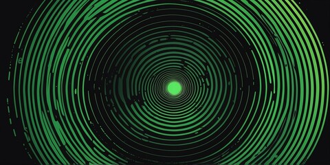 Wall Mural - abstract vector concentric circles with black to green gradient background