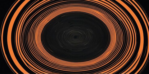 Wall Mural - abstract vector concentric circles with black to orange gradient background