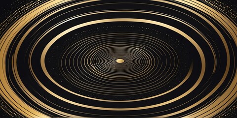 Wall Mural - abstract vector concentric circles with black to gold gradient background