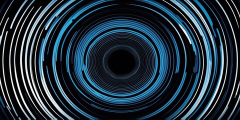 Wall Mural - abstract vector concentric circles with black to blue gradient background