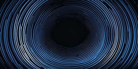 Wall Mural - abstract vector concentric circles with black to blue gradient background