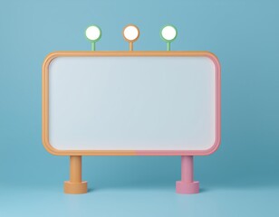 3D blank billboard with three lights on top, 3D Illustration