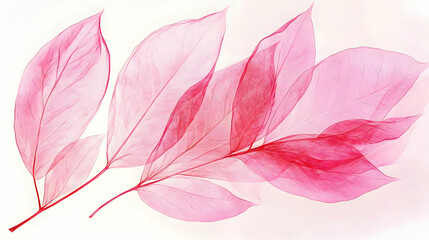 Wall Mural - Delicate pink leaves with veins visible against white background.