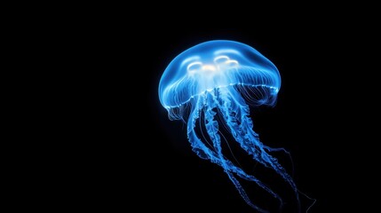 Wall Mural - A glowing jelly fish with dark background