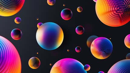 Wall Mural - Abstract 3D rendering of colorful spheres floating in space.