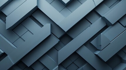 Wall Mural - Abstract 3D render of a dark, metallic, geometric pattern.