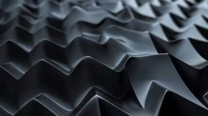 Wall Mural - Abstract 3D render of a black wavy surface.