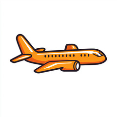 Cartoon Orange Airplane with Black Outline on White Background
