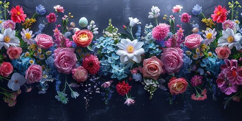 Poster - colorful flowers on a stall