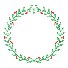 Wall Mural - Willow twigs wreath frame hand - drawing vector illustration