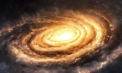 Wall Mural - a glowing spiral galaxy shines brilliantly in the vast darkness of space.