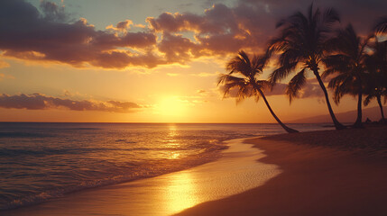 Poster - beach at sunset