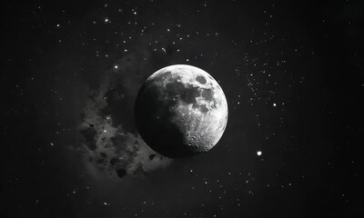 Wall Mural - A full moon shines brightly against a backdrop of twinkling stars.