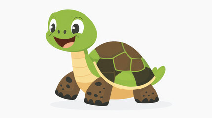 Poster - Adorable turtle clipart, design, walking and smiling, perfect for kids projects and fun illustrations.